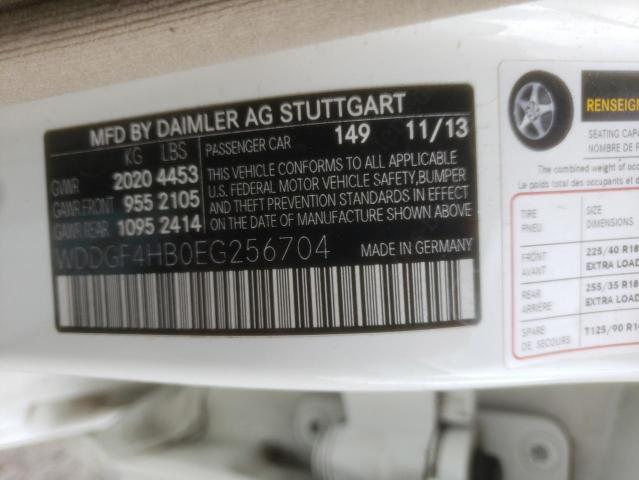 WDDGF4HB0EG256704 - 2014 MERCEDES-BENZ C 250 WHITE photo 10