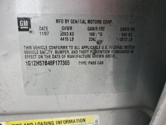 1G1ZH57B48F177365 - 2008 CHEVROLET MALIBU 1LT ვერცხლისფერი ფოტო 10