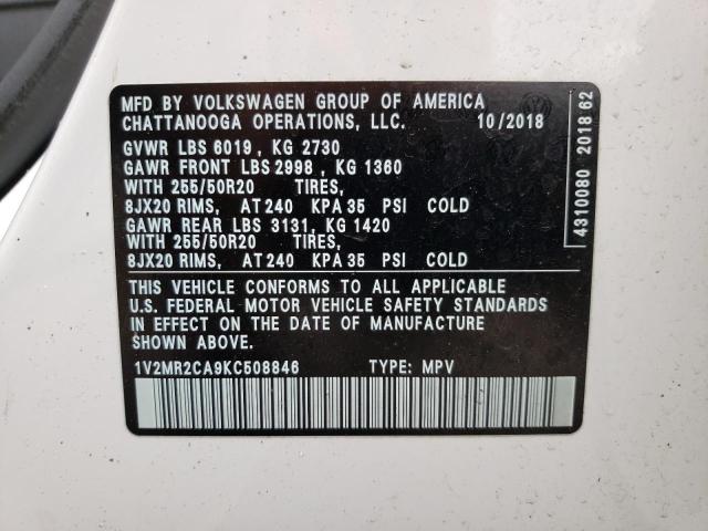 1V2MR2CA9KC508846 - 2019 VOLKSWAGEN ATLAS SEL Ağ foto 10