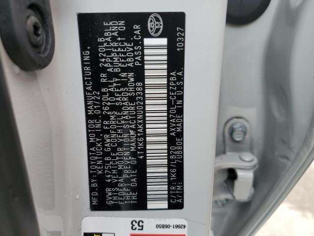 4T1K61AKXNU023388 - 2022 TOYOTA CAMRY XSE WHITE photo 10