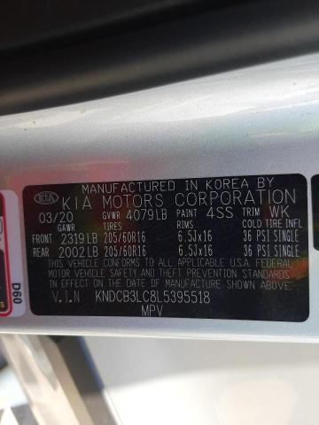 KNDCB3LC8L5395518 - 2020 KIA NIRO LX SILVER photo 10