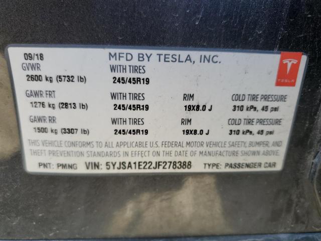 5YJSA1E22JF278388 - 2018 TESLA MODEL S Boz foto 10