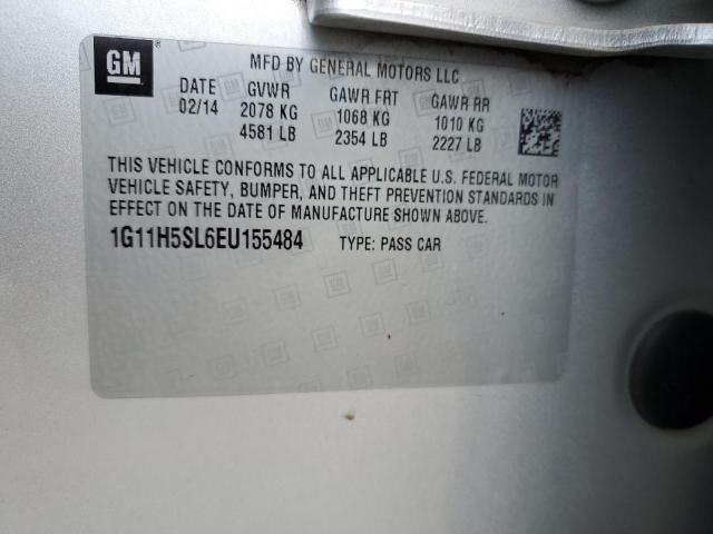 1G11H5SL6EU155484 - 2014 CHEVROLET MALIBU LTZ ვერცხლისფერი ფოტო 10