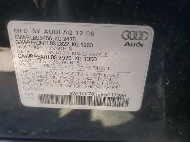 WA1KK78R89A017998 - 2009 AUDI Q5 3.2 BLACK photo 10