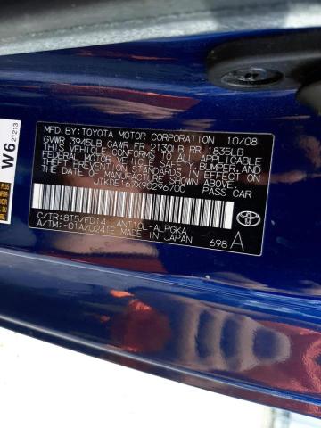 JTKDE167X90296700 - 2009 TOYOTA SCION TC ლურჯი ფოტო 10