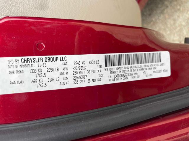 2C4RDGBG4ER238994 - 2014 DODGE GRAND CARA BURGUNDY photo 10