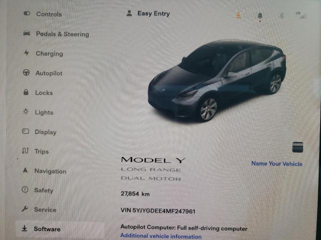 5YJYGDEE4MF247961 - 2021 TESLA MODEL Y Серый фото 8