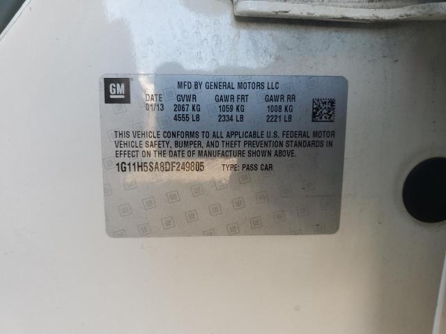 1G11H5SA8DF249805 - 2013 CHEVROLET MALIBU LTZ თეთრი ფოტო 10