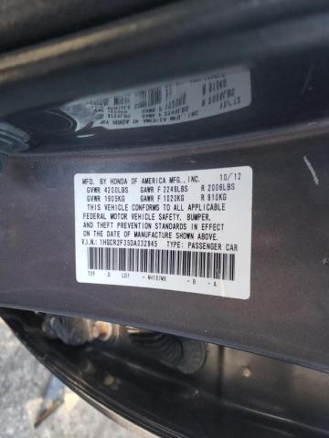 1HGCR2F35DA032945 - 2013 HONDA ACCORD LX GRAY photo 10