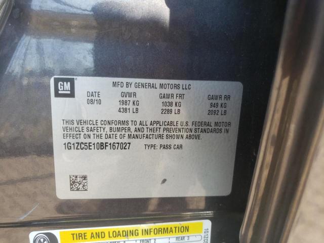 1G1ZC5E10BF167027 - 2011 CHEVROLET MALIBU 1LT 灰色 照片 10