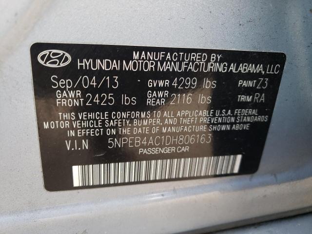 5NPEB4AC1DH806163 - 2013 HYUNDAI SONATA GLS BLUE photo 10