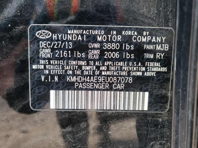 KMHDH4AE9EU087078 - 2014 HYUNDAI ELANTRA SE BLACK photo 10