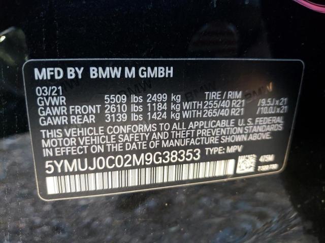 5YMUJ0C02M9G38353 - 2021 BMW X4 M COMPE BLACK photo 10