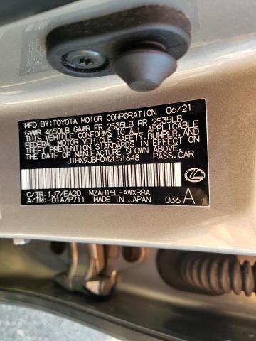 JTHX9JBH0M2051648 - 2021 LEXUS UX 250H GRAY photo 10