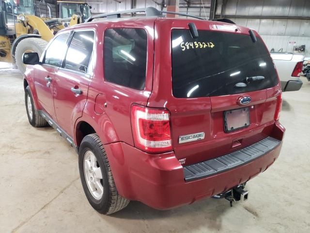 1FMCU0D7XBKB78994 - 2011 FORD ESCAPE XLT MAROON photo 3