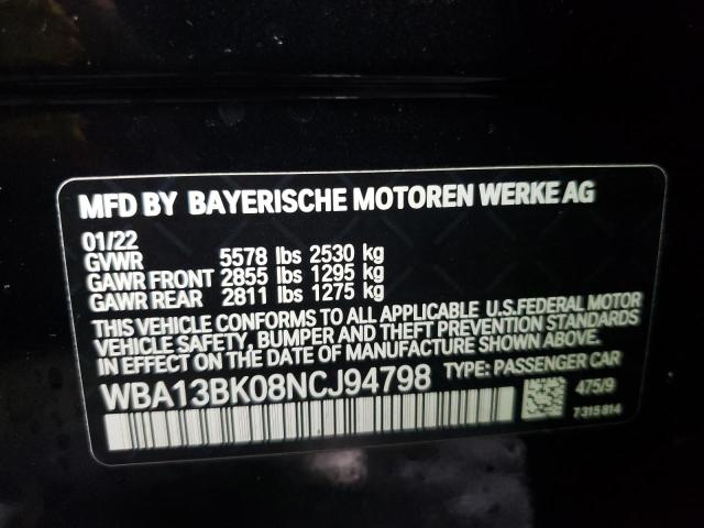 WBA13BK08NCJ94798 - 2022 BMW M550XI BLACK photo 10