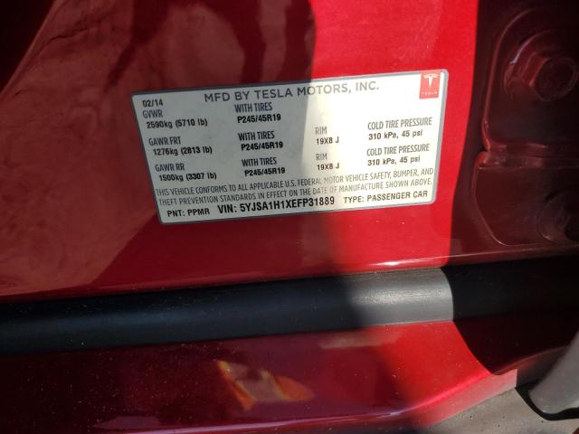 5YJSA1H1XEFP31889 - 2014 TESLA MODEL S Qırmızı foto 10