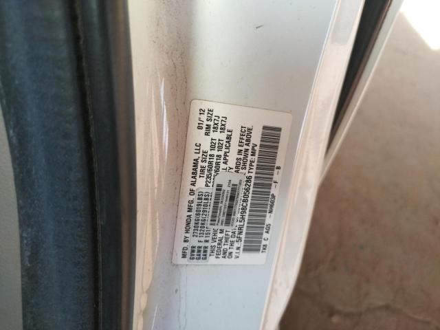 5FNRL5H98CB056286 - 2012 HONDA ODYSSEY TO WHITE photo 10