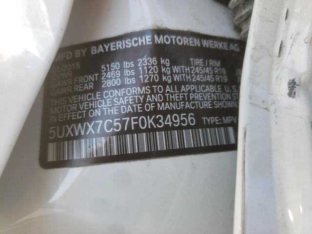 5UXWX7C57F0K34956 - 2015 BMW X3 XDRIVE3 WHITE photo 10