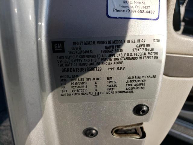 3GNDA13D87S596729 - 2007 CHEVROLET HHR LS SILVER photo 10