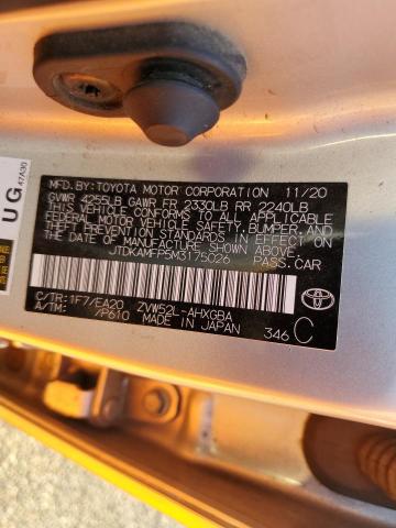 JTDKAMFP5M3175026 - 2021 TOYOTA PRIUS PRIM 银色 照片 10