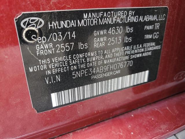 5NPE34AB9FH076770 - 2015 HYUNDAI SONATA SPO RED photo 10