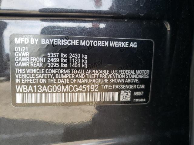 WBA13AG09MCG45192 - 2021 BMW 530E CHARCOAL photo 10