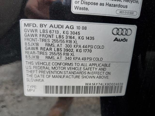 WA1AY74LX9D024638 - 2009 AUDI Q7 3.6 QUA BLACK photo 10