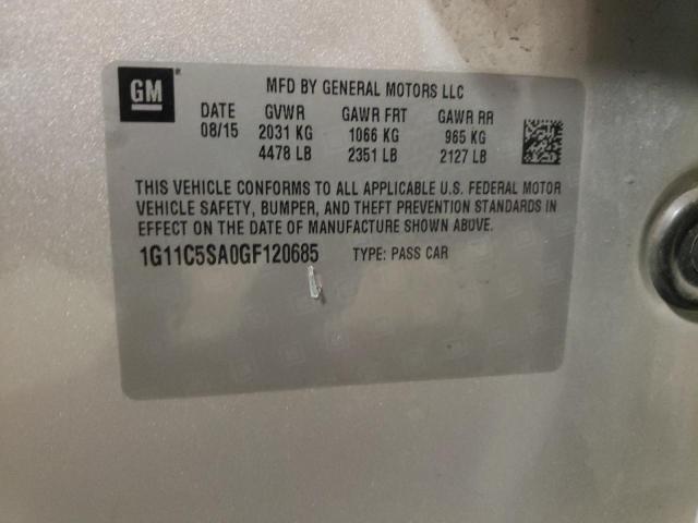 1G11C5SA0GF120685 - 2016 CHEVROLET IMPALA SILVER photo 10