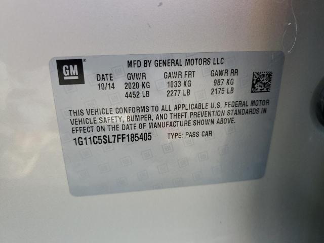 1G11C5SL7FF185405 - 2015 CHEVROLET MALIBU 1LT ვერცხლისფერი ფოტო 10