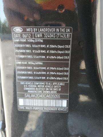 SALAK2D40CA635055 - 2012 LAND ROVER LR4 HSE LU BLACK photo 10