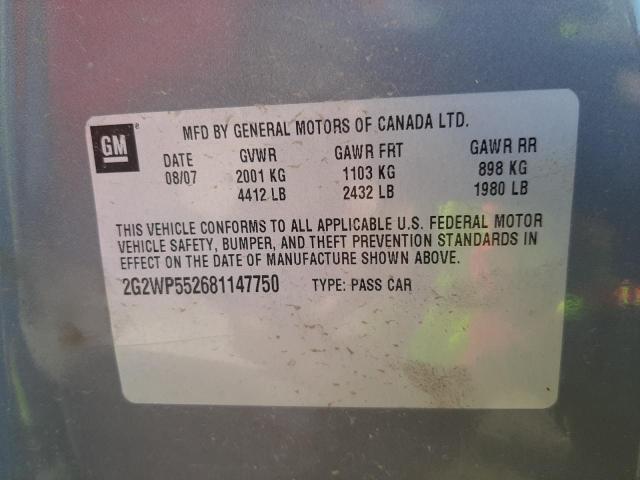 2G2WP552681147750 - 2008 PONTIAC GRAND PRIX ნაცრისფერი ფოტო 10