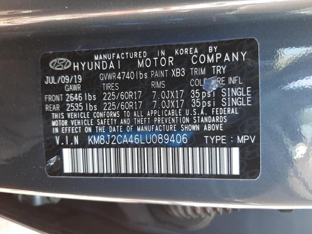 KM8J2CA46LU089406 - 2020 HYUNDAI TUCSON SE GRAY photo 10