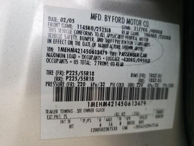 1MEHM42145G613479 - 2005 MERCURY MONTEGO PR 银色 照片 10