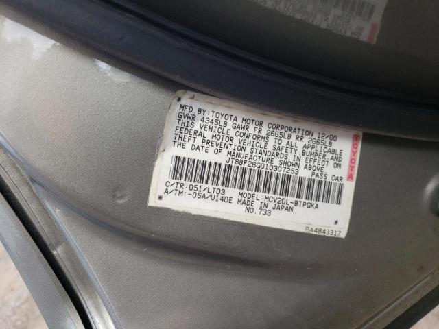 JT8BF28G810292906 - 2001 LEXUS ES 300 GRAY photo 10