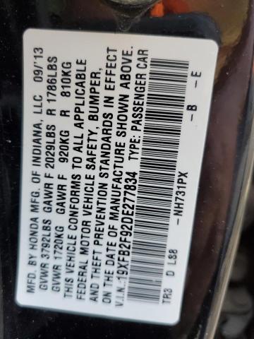 19XFB2F92DE277834 - 2013 HONDA CIVIC EXL 黑色 照片 10