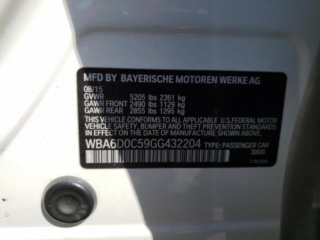 WBA6D0C59GG432204 - 2016 BMW 640 I GRAN WHITE photo 10