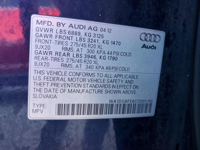 WA1DGBFE6CD009160 - 2012 AUDI Q7 PRESTIG BLUE photo 10