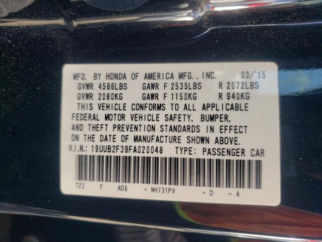 19UUB2F39FA020048 - 2015 ACURA TLX Սև լուսանկար 10