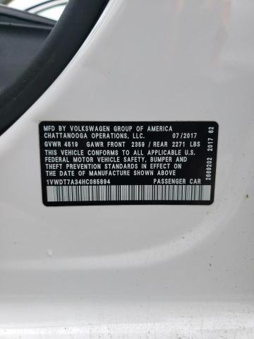 1VWDT7A34HC085894 - 2017 VOLKSWAGEN PASSAT R-L WHITE photo 10