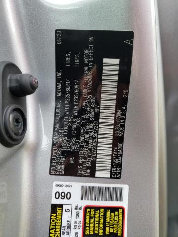 5TDZZ3DC5LS072218 - 2020 TOYOTA SIENNA L SILVER photo 10