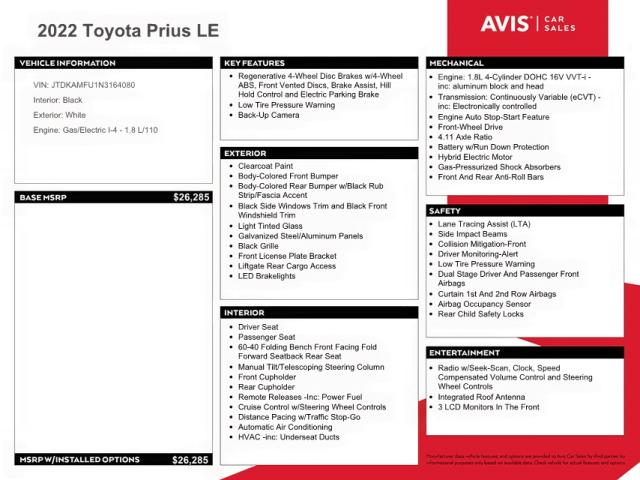 JTDKAMFU1N3164080 - 2022 TOYOTA PRIUS NIGH WHITE photo 10