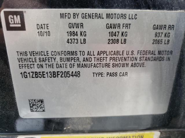 1G1ZB5E13BF205448 - 2011 CHEVROLET MALIBU LS CHARCOAL photo 10