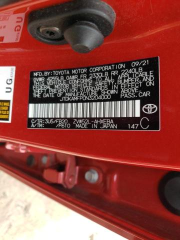 JTDKAMFP0N3204000 - 2022 TOYOTA PRIUS PRIM 红色 照片 10