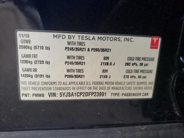 5YJSA1CP2DFP23991 - 2013 TESLA MODEL S BLUE photo 10