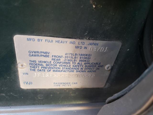 JF1SF65552G706542 - 2002 SUBARU FORESTER S GREEN photo 10
