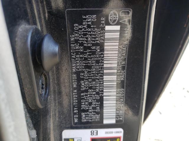 2T1BU4EE7AC262243 - 2010 TOYOTA COROLLA BASE  photo 10