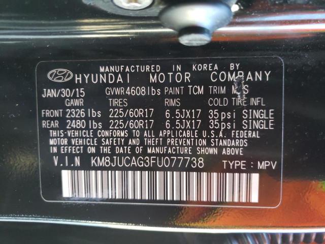 KM8JUCAG3FU077738 - 2015 HYUNDAI TUCSON LIM BLACK photo 10