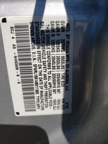 5FNRL18614B011366 - 2004 HONDA ODYSSEY EX SILVER photo 10