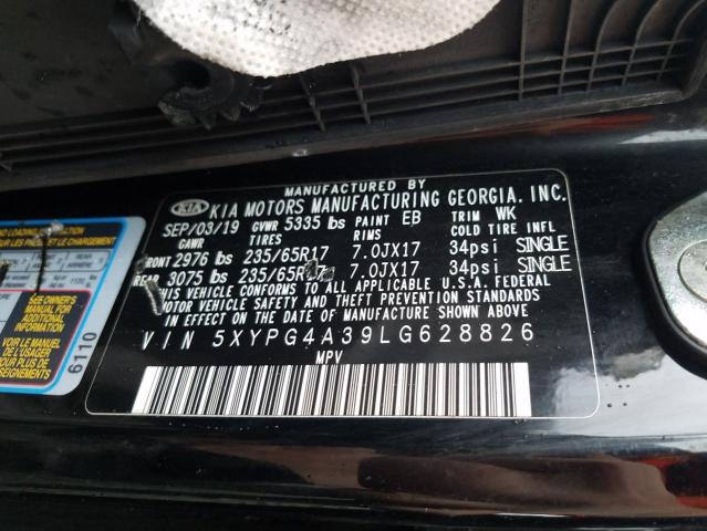 5XYPG4A39LG628826 - 2020 KIA SORENTO L BURN photo 10